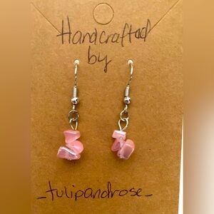 Handmade Fashion Stone Drop Earrings
Approximately 1” Pink Nickel Free Hooks